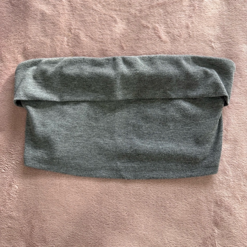 Gray Ribbed Tube Top